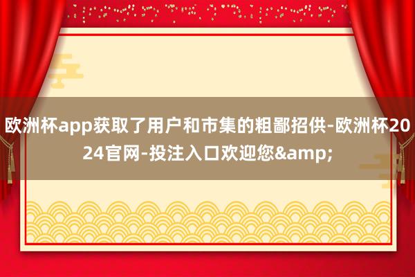 欧洲杯app获取了用户和市集的粗鄙招供-欧洲杯2024官网-投注入口欢迎您&