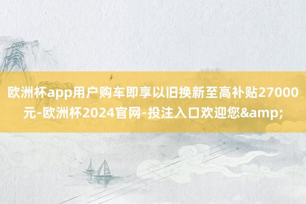 欧洲杯app用户购车即享以旧换新至高补贴27000元-欧洲杯2024官网-投注入口欢迎您&