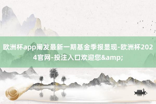 欧洲杯app阐发最新一期基金季报显现-欧洲杯2024官网-投注入口欢迎您&