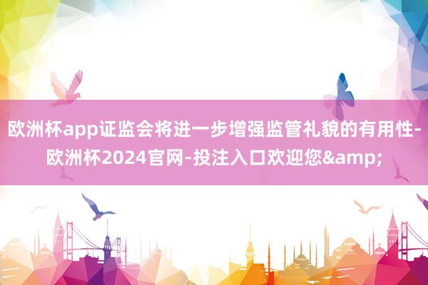 欧洲杯app证监会将进一步增强监管礼貌的有用性-欧洲杯2024官网-投注入口欢迎您&