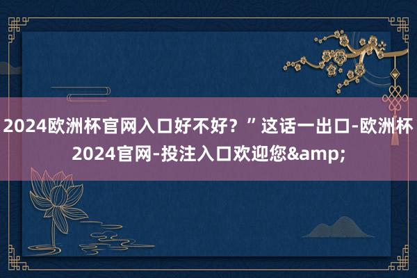 2024欧洲杯官网入口好不好？”这话一出口-欧洲杯2024官网-投注入口欢迎您&