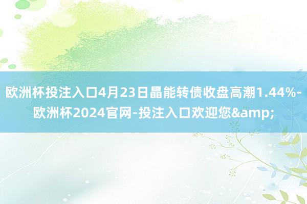 欧洲杯投注入口4月23日晶能转债收盘高潮1.44%-欧洲杯2024官网-投注入口欢迎您&