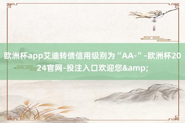 欧洲杯app艾迪转债信用级别为“AA-”-欧洲杯2024官网-投注入口欢迎您&
