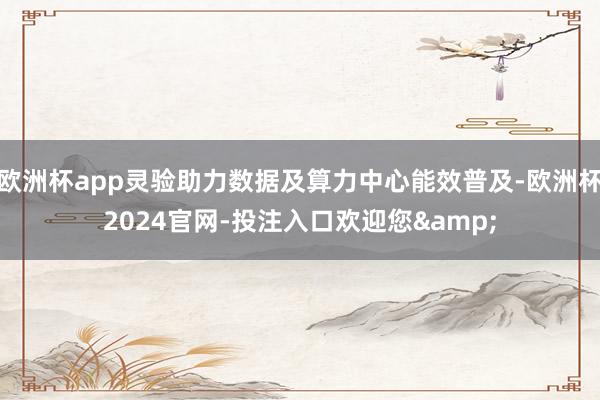 欧洲杯app灵验助力数据及算力中心能效普及-欧洲杯2024官网-投注入口欢迎您&