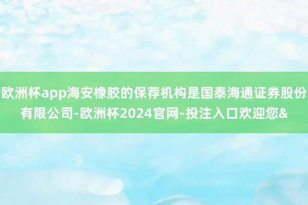欧洲杯app海安橡胶的保荐机构是国泰海通证券股份有限公司-欧洲杯2024官网-投注入口欢迎您&
