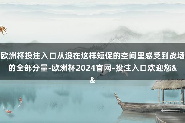 欧洲杯投注入口从没在这样短促的空间里感受到战场的全部分量-欧洲杯2024官网-投注入口欢迎您&