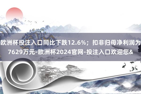 欧洲杯投注入口同比下跌12.6%；扣非归母净利润为7629万元-欧洲杯2024官网-投注入口欢迎您&