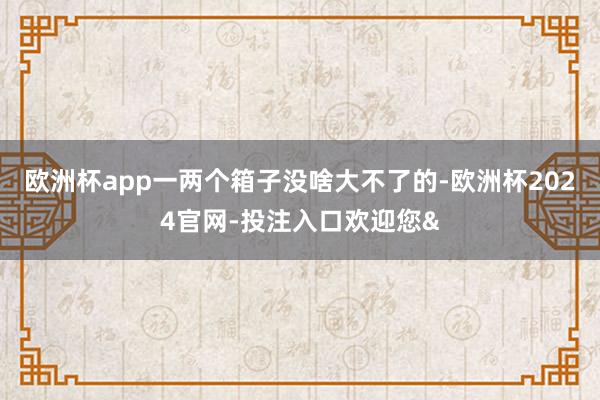 欧洲杯app一两个箱子没啥大不了的-欧洲杯2024官网-投注入口欢迎您&