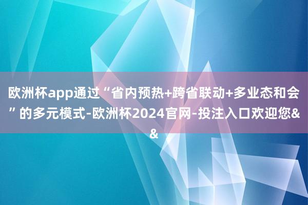 欧洲杯app通过“省内预热+跨省联动+多业态和会”的多元模式-欧洲杯2024官网-投注入口欢迎您&